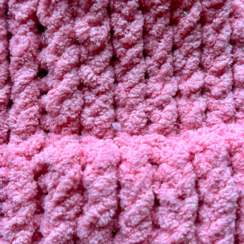 New Knit Kids Wide Brim Sparkly Light Coral Beanie - Picture 5 of 7